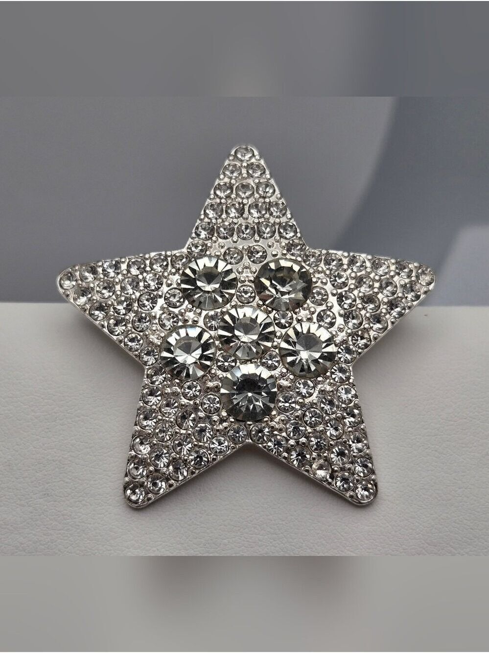 Star Brooch Pin 2” Sparkly Statement Celestial Jewelry Clear Rhinestone